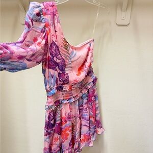 Rococo Sand Pink Floral One Shoulder Dress